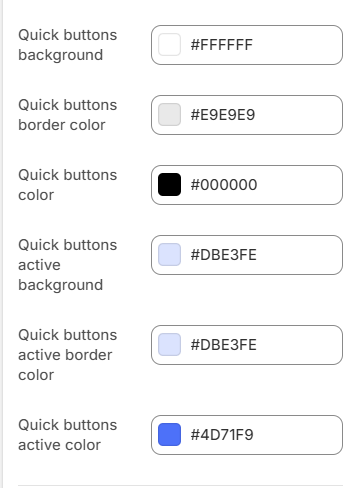 product card quick view colors